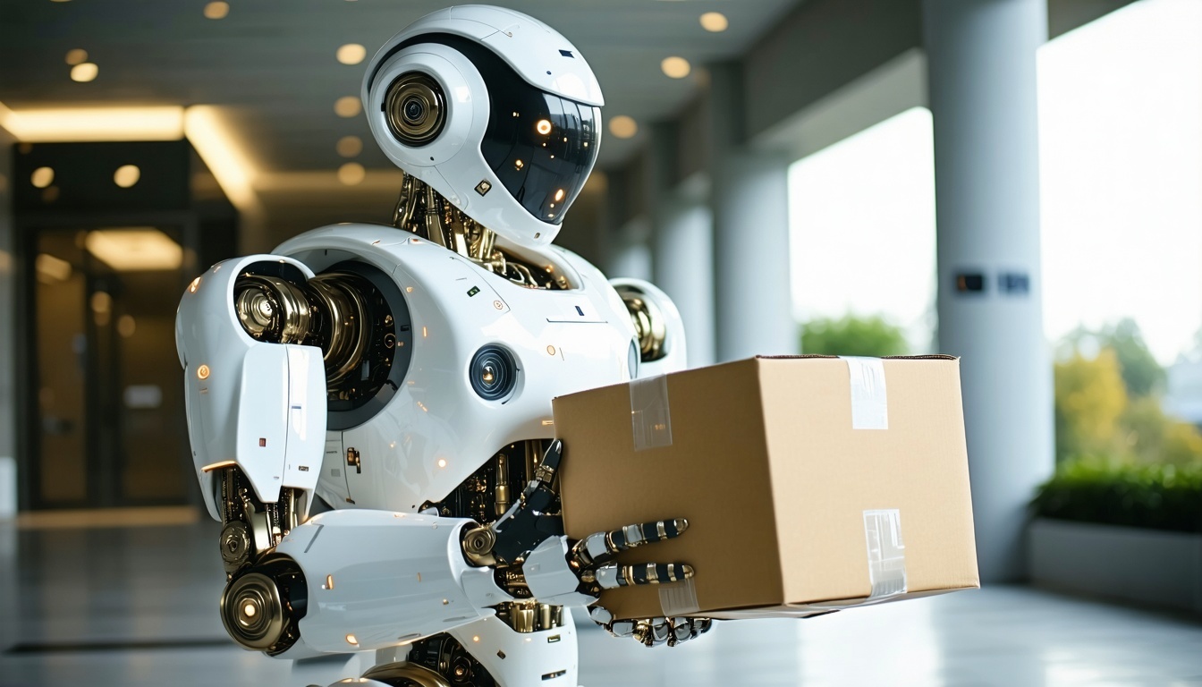 image of a robot delivering a package-1